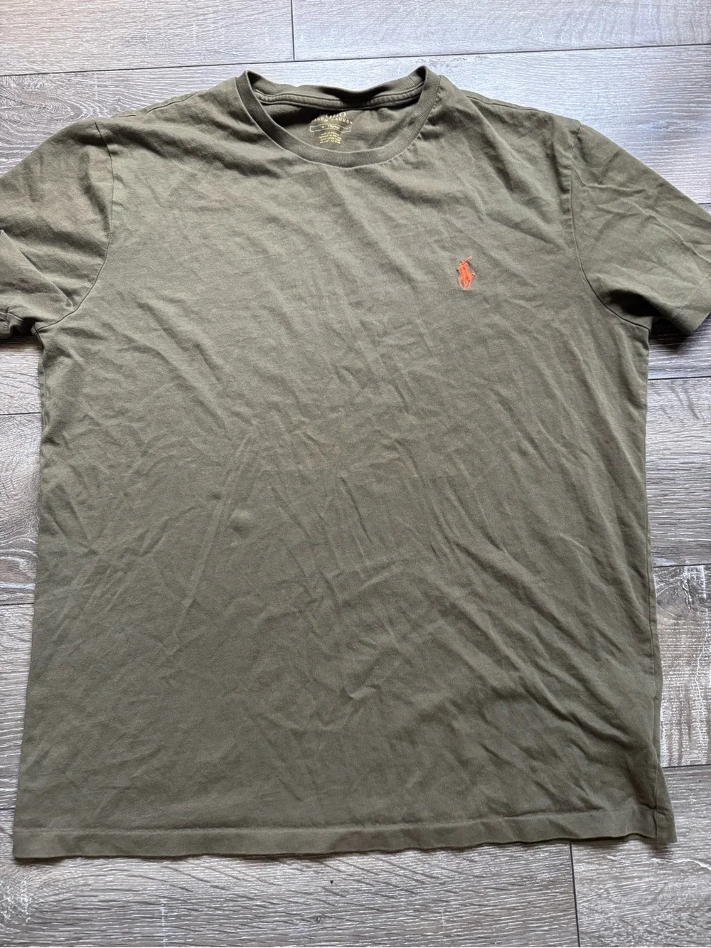 Polo by Ralph Lauren Olive Green Crewneck Tee with Orange Pony